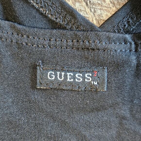 GUESS Slip Dress Black Nightie Womens V-Neck Sleeveless Mini Stretch Club Y2K M - Picture 8 of 10